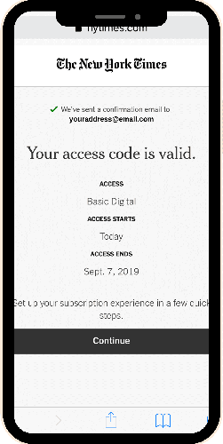 Phone screenshot of the New York Times website
