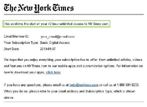 Screenshot of the New York Times website
