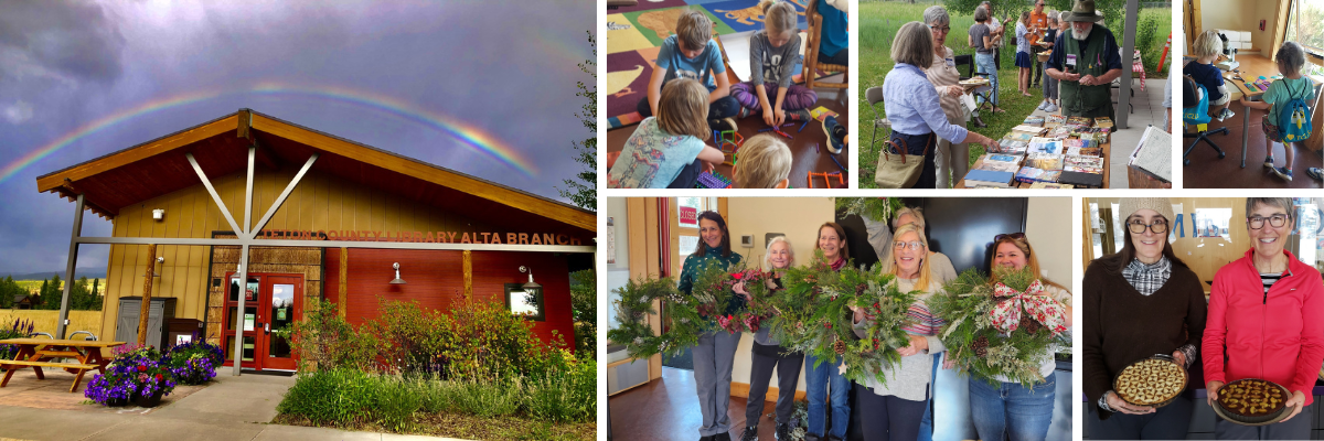 A collage of images of various people using the Alta Branch Library