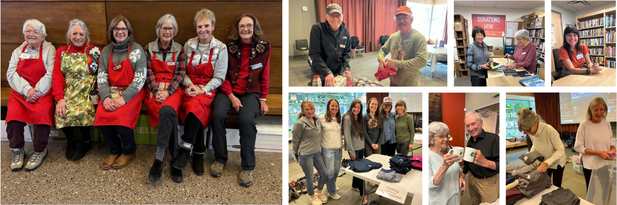 collage of images of volunteers at the library