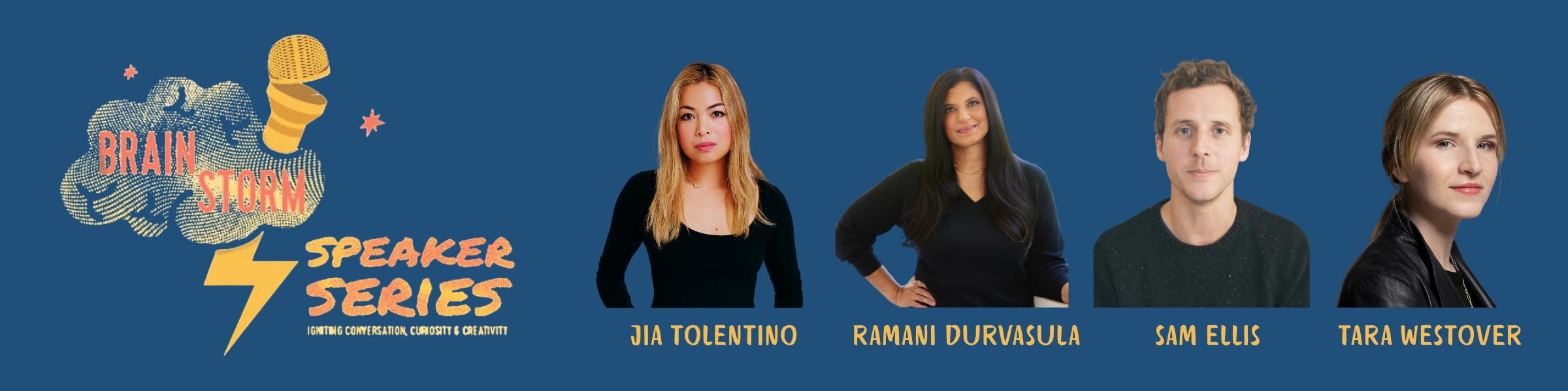 image of the brainstorm logo with images of the 4 speakers