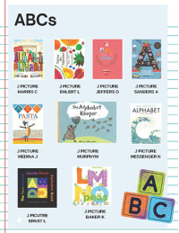 Kids ABCs poster of different book covers