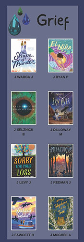 Older Kids - Grief poster with multiple different book covers