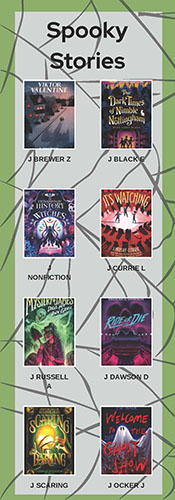 Older Kids - Spooky Stories poster with multiple different book covers