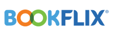 BookFlix blue, orange, and green text database logo