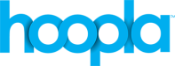Hoopla white background with blue lowercase letters