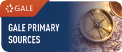 Gale Primary Sources database logo with an orange and blue background and a compass