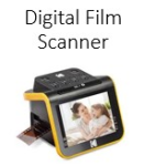 Digital film scanner with 50 mm slide holder and adapters for 110, 126, 135 film.