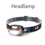 1 headlamp in a transparent zippered pouch