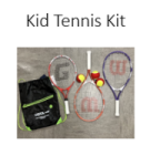 3 kid's size tennis rackets and balls in string backpack