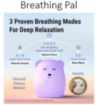 image of the Breathing Pal with text " 3 proven breathing modes for deep relaxation"