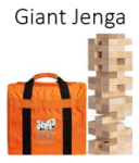 image of Jenga blocks stacked next to the Jenga tote bag