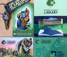Four different library card designs