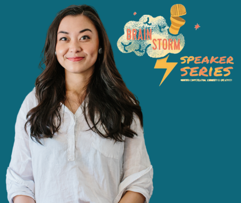 image of the author Chanel Miller with the Brainstorm Series logo