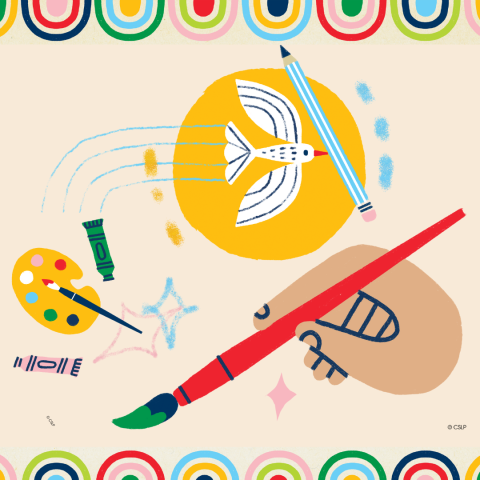 cartoon images of hands making art