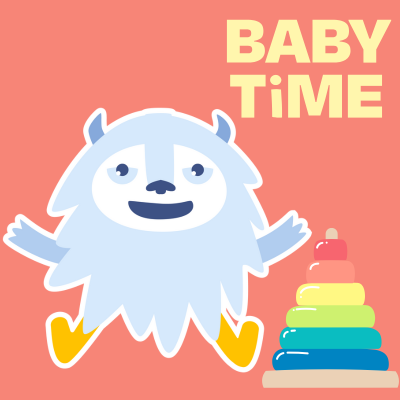 image of Baby Confetti with a toy and text "Baby Time"