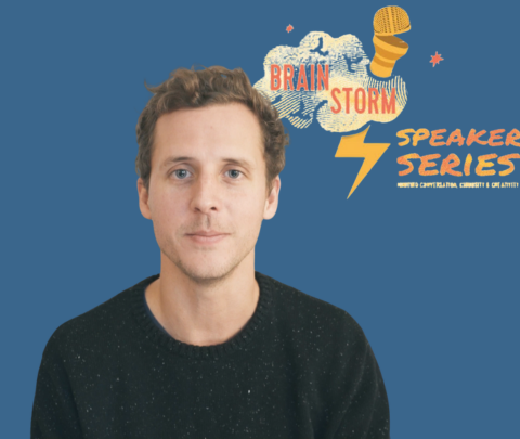 image of Sam Ellis with the Brainstorm logo