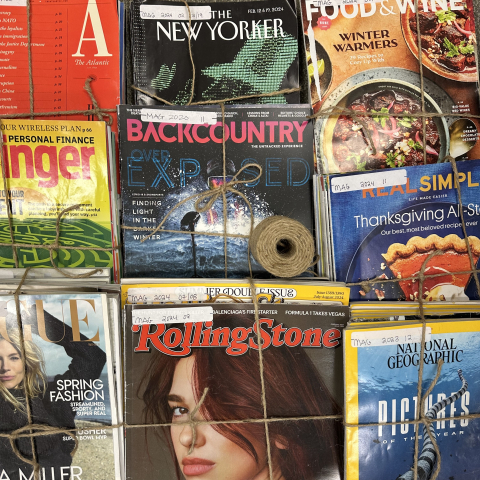 images of various magazine covers stacked together
