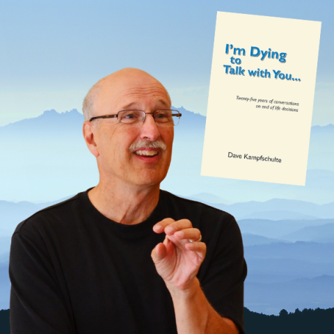 image of Dave Kampfschulte with the cover of his book