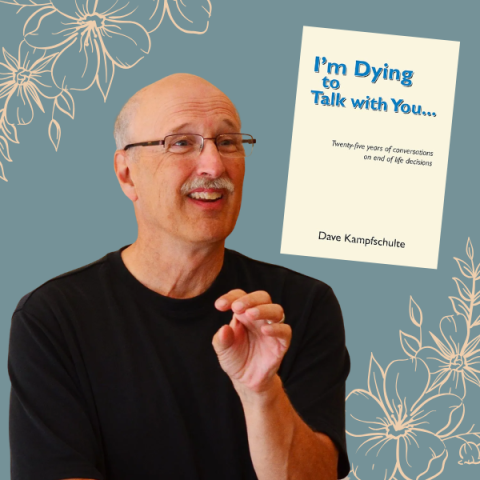 dave kampfschulte with the cover of his book