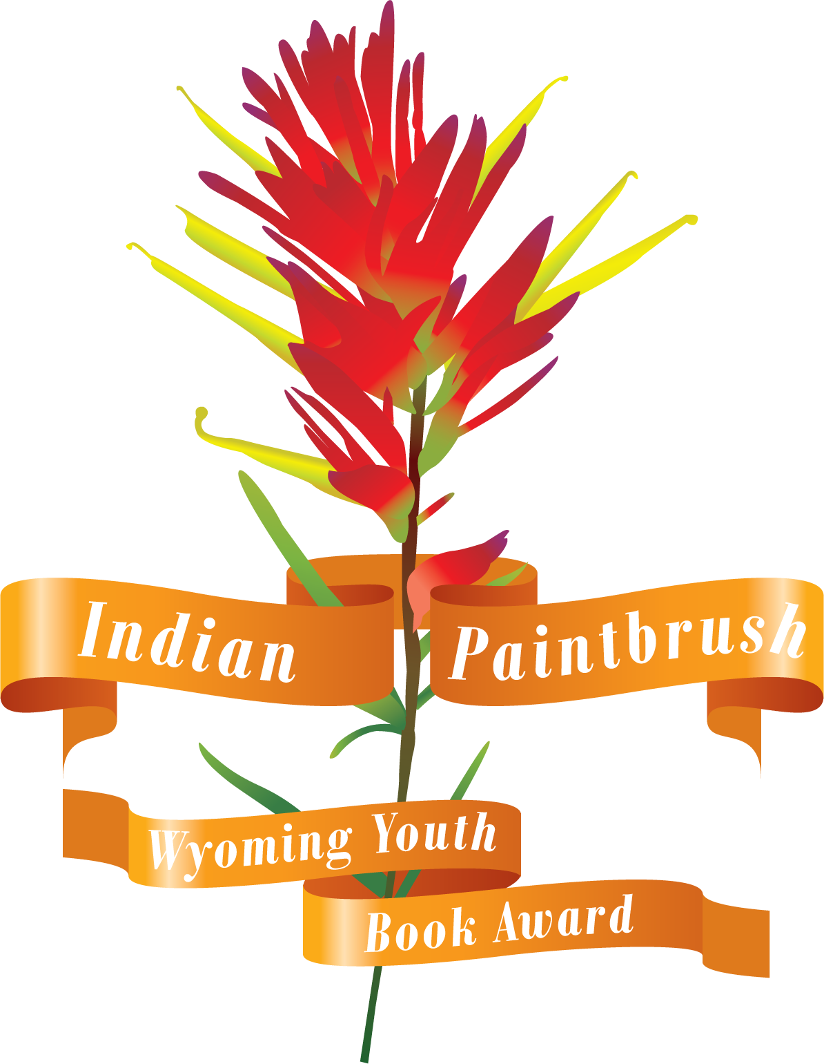 Red Indian Painbrush Flower with the banner of the Wyoming book award