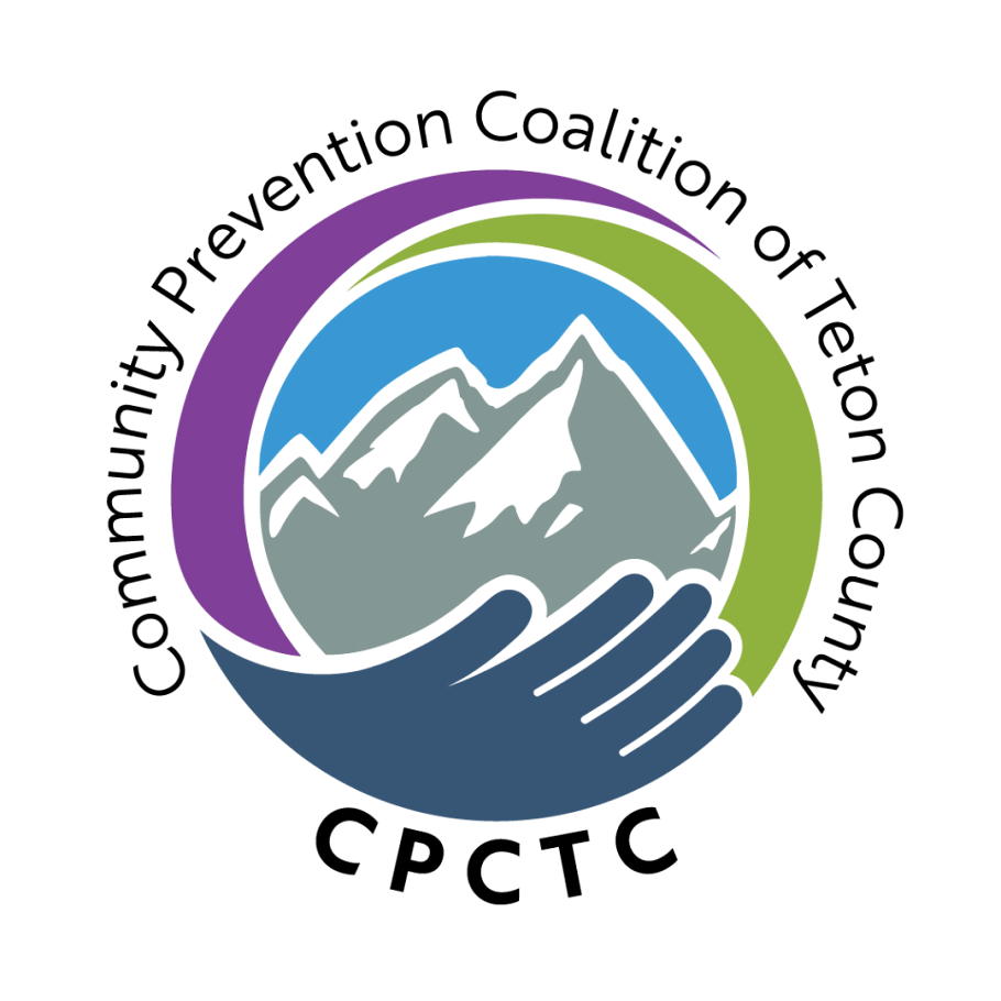Community Prevention Coalition of Teton County logo; a hand holding a mountain